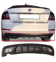 Skoda Octavia Difüzör Difizör Siyah + Kare Egzoz Görünüm C Tip