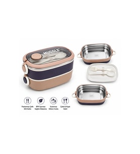 MUGGLE Çelik paslanmaz Lunch Box 2 Katlı Beslenme Kabı – Çatal Kaşık Dahil