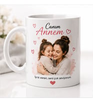 Anneye Özel Fotoğraflı Kupa, Anne Çocuk Resimli Kişiye Özel Anneler Günü Hediyesi