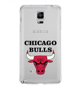Samsung Galaxy Note 4 Kapak Chicago Bulls Tasarımlı Şeffaf Silikon Kılıf