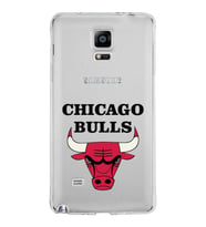 Samsung Galaxy Note 4 Kapak Chicago Bulls Tasarımlı Şeffaf Silikon Kılıf