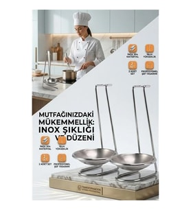 Inox Kepçe Standı - 2 Li Kaşık Kepçe Standı- Profesyonel Şef Tasarımı 722045