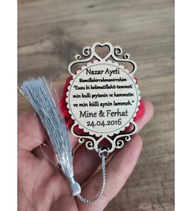 Ahşap Nazar Ayeti Söz, Nikah, Nişan, Kına, Düğün Magneti – Hediyelik Magnet