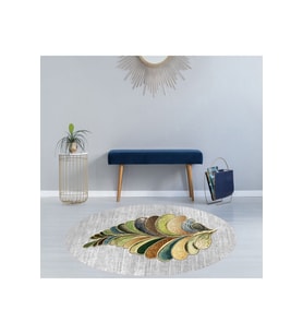 Eliana Home Baskılı, Yıkanabilir Kaymaz Taban Oval Halı LNA7040-SD273 100x150 cm (Gri)