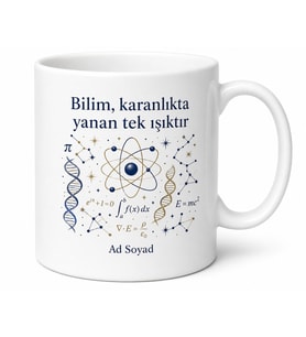 Akademisyene Hediye Bilim Temalı Özel Baskılı Porselen Kupa Bardak