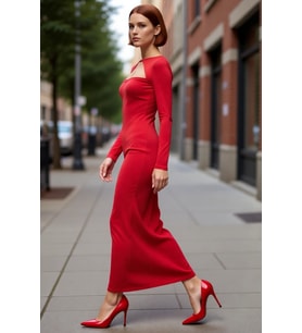 Fashion Forward Kadın Bodycon Maxi Elbise Uzun Kollu Bisiklet Yaka Şık Özel Gün Tasarımı Kaliteli