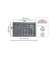Pratik Çekmeceli Antibakteriyel Kaşıklık 80’li Modül Gri, 74-68 cm yüksekliğinde