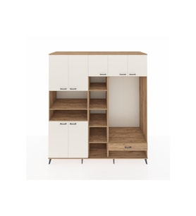 Kronos Dolap 11 Raflı Tek Çekmeceli 7 Kapaklı 220x59x243 Çam-Aytaşı/Çam