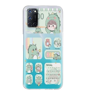 Oppo A52/A72/A92 Uyumlu Tatlı Dinozor Kawaii Tasarımlı Şeffaf Telefon Kılıfı