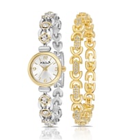 Polo Air Zarif Lüx Taşlı Kadın Kol Saati Oval Bileklik Kombin Gold Gümüş Renk PL-1593B3 (Altın-Gümüş)