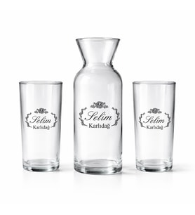 Kişiye Özel 3’lü Rakı Seti – 2 Adet Rakı Bardağı + Cam Karaf – Hediye Seti