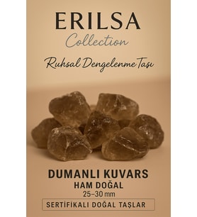 Sertifikalı Dumanlı Kuvars Taşı Kütle 25–30 mm Ham Doğal – Ruhsal Denge ve Arınma Taşı (Çok Renkli)