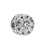 Nur Silver Işıltılı Çiçek Gümüş Charm NUR-BL12482