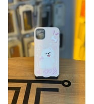 iPhone 11 Uyumlu Özel Tasarım Sevimli Figürlü Deri Dokulu Telefon Kılıfı (Pembe)