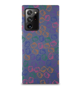Samsung Galaxy Note 20 Ultra Lansman Kılıf Hello Kitty Tasarımlı İçi Kadife Kapak-Petrol Mavisi (Şeffaf)
