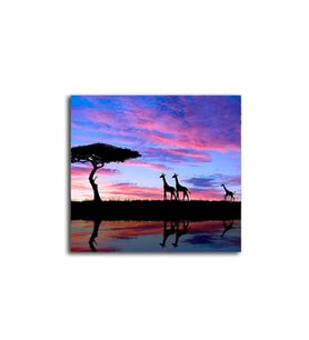DBSanatevi Göl Kenarında Ağaç Ve Zürafalar Tablo 50 X 50 Cm