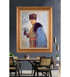 Altın Varaklı Çerçeveli Paspartulu Atatürk Tablo nh248 (Gold)