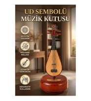 Ud Figürlü Ahşap Görünümlü Müzik Kutusu Dekoratif Melodili Tasarım