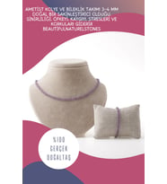 Ametist Kolye Doğal Taş ( Bileklik Hediyeli ) 3-4 Mm ( Yaşam Sevinci )