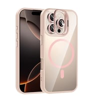 Mey İthalat® iPhone 16 Pro Max Remim Lensli Magsafe Standlı Kapak - Pembe