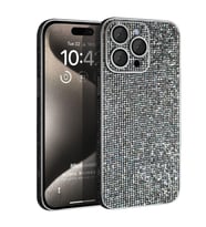 Microsonic Apple iPhone 16 Pro Max Kılıf Bling Rhinestones Koyu Gri (Koyu Gri)