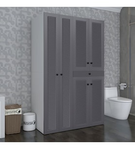 Kenzlife membran çamaşır-kurutma makinesi dolabı şahrur sol gribyz 187*120*60 çekmeceli mebran kapak suntalam gövde banyo