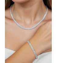 xtaki - Su Yolu Takı Seti - Çelik Su Yolu Kolye Bileklik Seti Gümüş Renk - abiye takı seti - Düğün nişan (Gümüş Gri)