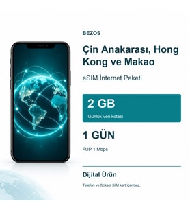 Çin Anakarası, Hong Kong ve Makao eSIM İnternet Paketi Günlük 2 GB 1 Gün - FUP 1 Mbps