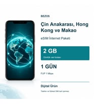 Çin Anakarası, Hong Kong ve Makao eSIM İnternet Paketi Günlük 2 GB 1 Gün - FUP 1 Mbps