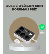 Northcity 4 Prizli 3 USB Portlu Akıllı Priz - Hızlı Şarj ve Güvenlik
