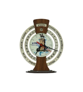e38 EL İŞÇİLİĞİ KAYSERİ ATATÜRK HEYKELİ TAKVİMLİ MASA SAATİ 25x20 cm- 6012 (Karışık)
