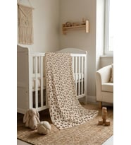 Leopar Desenli Soft Touch Termal Bebek Battaniyesi CBT0009 (Çok Renkli)