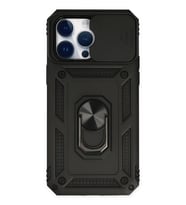 Newface Apple iPhone 14 Pro Kılıf Pars Lens Yüzüklü Silikon - Siyah
