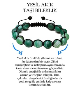 Sertifikalı Ham Işlenmemiş Yeşil Akik Taşı Bileklik (Çok Renkli)