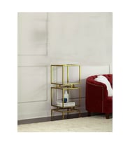 Olope Gold Metal 2 Raflı Kitaplık Çiçeklik Gümüşlük Duvar Rafı