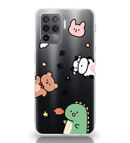 Oppo Reno 5 Lite Uyumlu Sevimli Hayvanlar Desenli Şeffaf Telefon Kılıfı