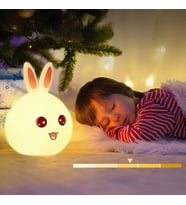 PRATİKLİFE Sevimli Tavşan Gece Lambası Dokunmatik Silikon Yumuşak Işık Bebek ve Çocuk Odası Aydınlatması