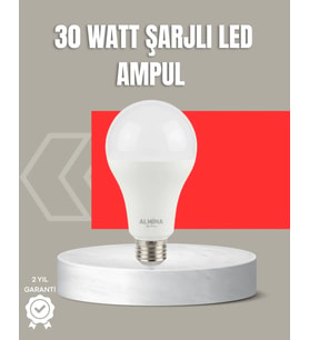 30w Şarjlı Led Ampul E27 Duy %80 Enerji Tasarruflu Soğuk Beyaz