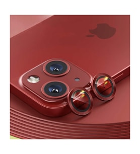 Apple iPhone 13 Mini Kamera Koruyucu Lens Mercek Metal Çerçeveli 2li Set Kırmızı Red