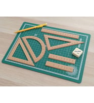 3D Baskı Geometri Cetvel Seti - İletki, Gönye ve Ölçüm Araçları - Bej