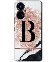 Tecno Camon 19 Pro Kılıf HD Desen Baskılı Kılıf - Pembe Mermer Desenli B Harfi