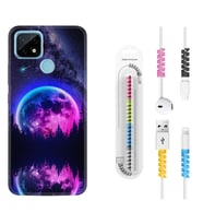 Realme C11 C21 C21Y C25Y C11 2021 Kılıf Kablo Koruma Spiral Silikon Star Planet 1652