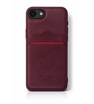 iPhone 16E Kartlıklı Rich Boss Lüx Deri Kılıf Koyu Kırmızı