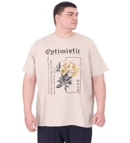 Mode XL Büyük Beden Erkek T-Shirt Bisiklet Yaka OPTIMISTIC U25028 Bej