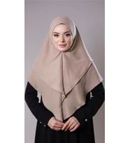 Bej Pratik Hazır Geçmeli Tesettür Eşarp Pamuk Caz Kumaş Çift Katlı Düz Hijab 2303_12