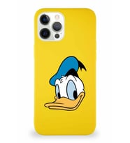 Apple iPhone 12 Pro Max Soft Premier Kapak Donald Duck-B Tasarımlı Silikon Kılıf - Sarı (Şeffaf)