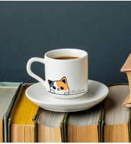Sevimli Kedi Baskılı Türk Kahvesi Fincanı Kişiye Özel
