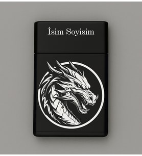 Ejderha Desenli Metal Tabaka – Kişiye Özel İsimli Hediyelik