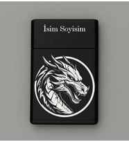 Ejderha Desenli Metal Tabaka – Kişiye Özel İsimli Hediyelik