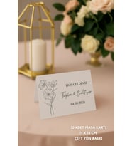 Cosmos Nişan Masa Kartı Çift Yön Baskı - 11x16cm - İsme Özel - Nişan Kartı - Nikah Kartı